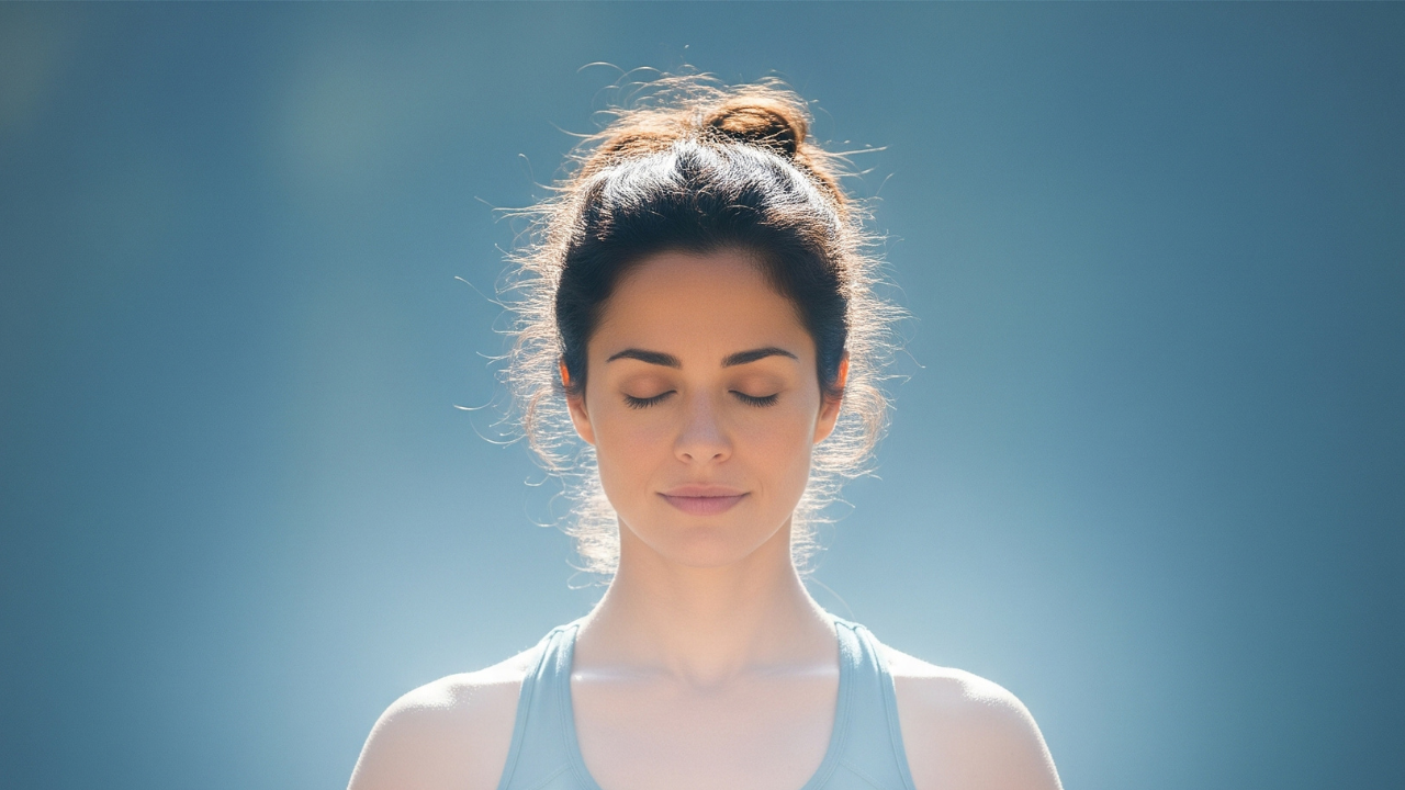 Mulher sensível a reconectar-se com a sua energia interior.